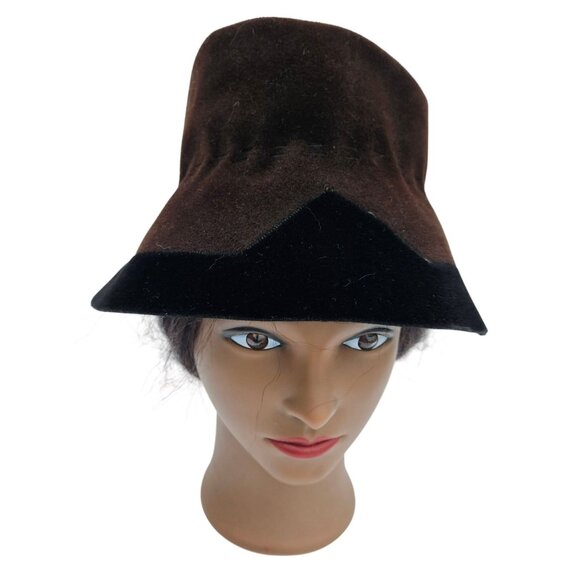 Vintage Yves Saint Laurent Brown Wool Bucket Hat Two Tone Italy 25" - Picture 2 of 12